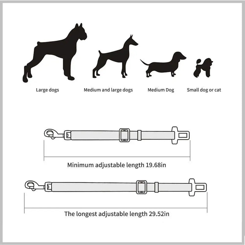 Cinto de Segurança Ajustável para Pets em Veículos